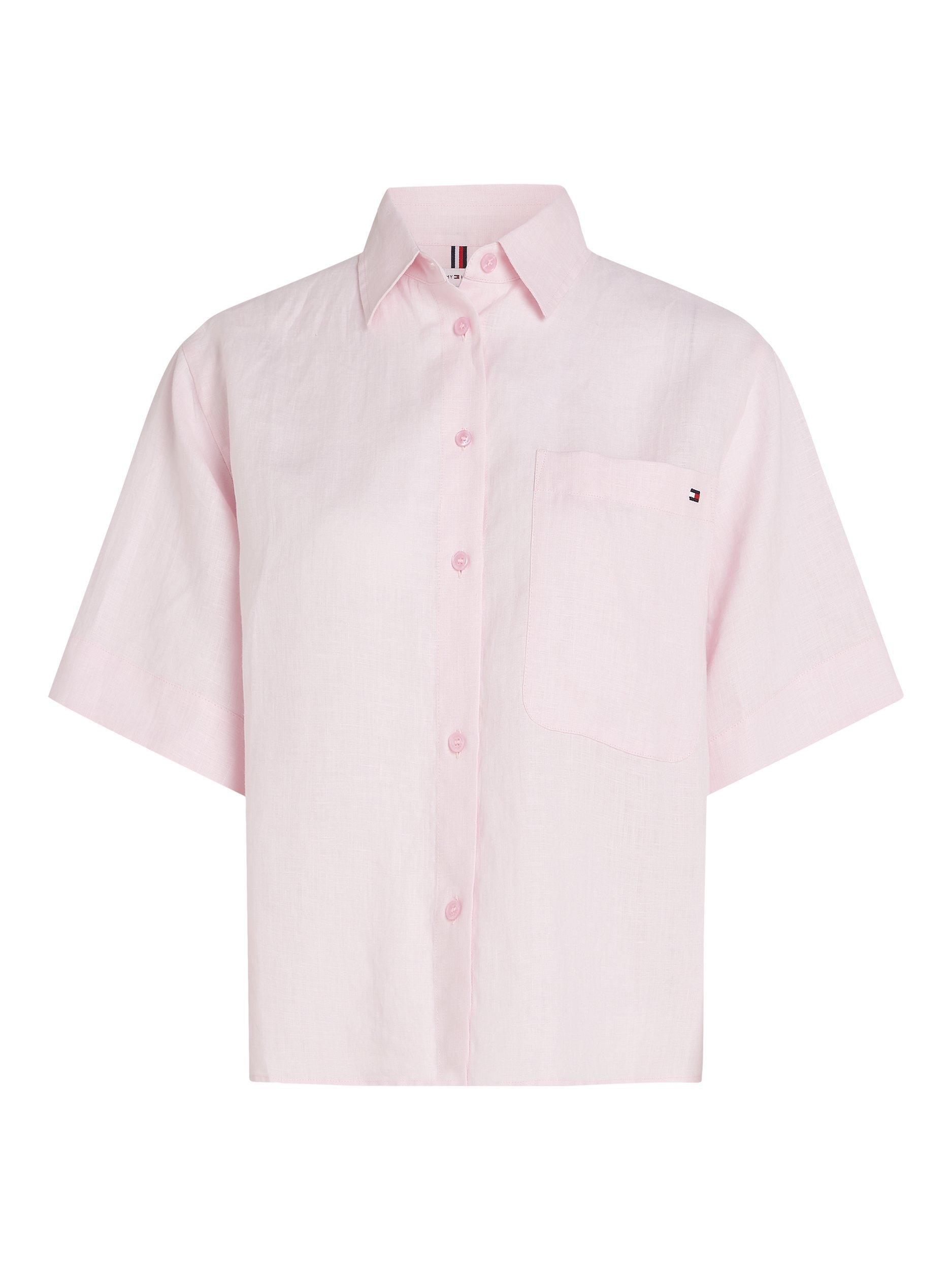 Product image 5 of 6, which shows Tommy Hilfiger Essential Pure Linen Shirt, Light Pink, 6