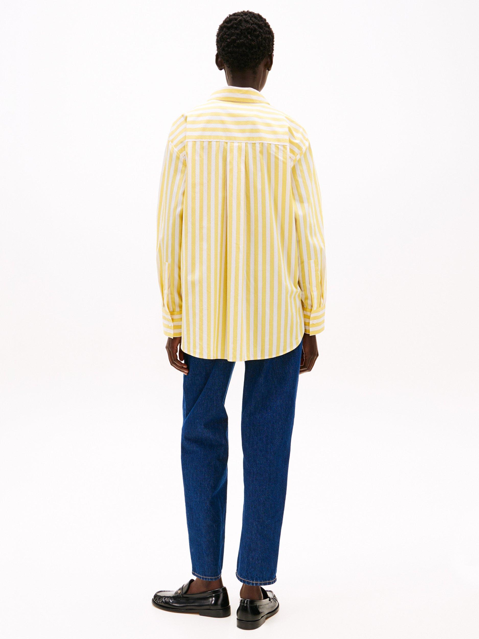 Product image 2 of 6, which shows Tommy Hilfiger Essential Stripe Pure Organic Cotton Shirt, Citronella/Multi, 6