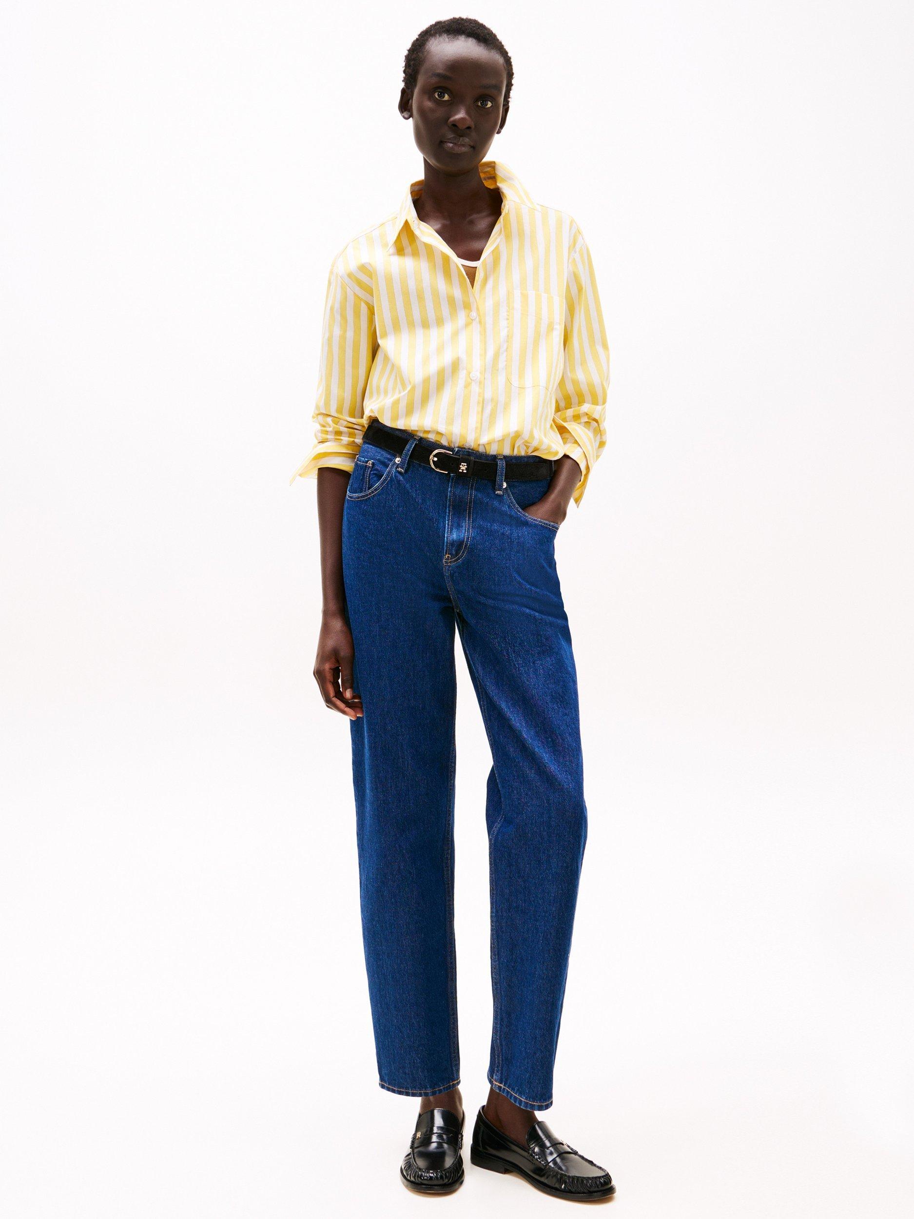 Product image 4 of 6, which shows Tommy Hilfiger Essential Stripe Pure Organic Cotton Shirt, Citronella/Multi, 6