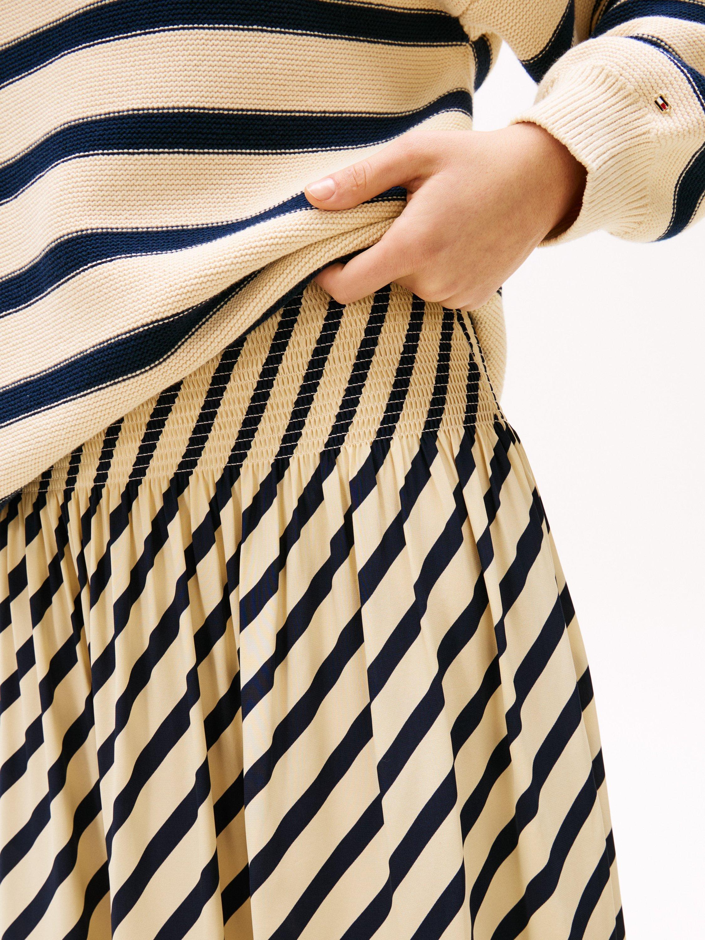 Product image 5 of 6, which shows Tommy Hilfiger x Sofia Richie Grainge Breton Stripe Skirt, Midnight/Cream, 6