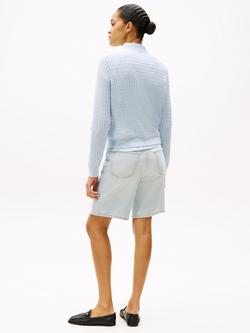 Tommy Hilfiger Fine Cable Knit Crew Neck Jumper - view 2, Breezy Blue