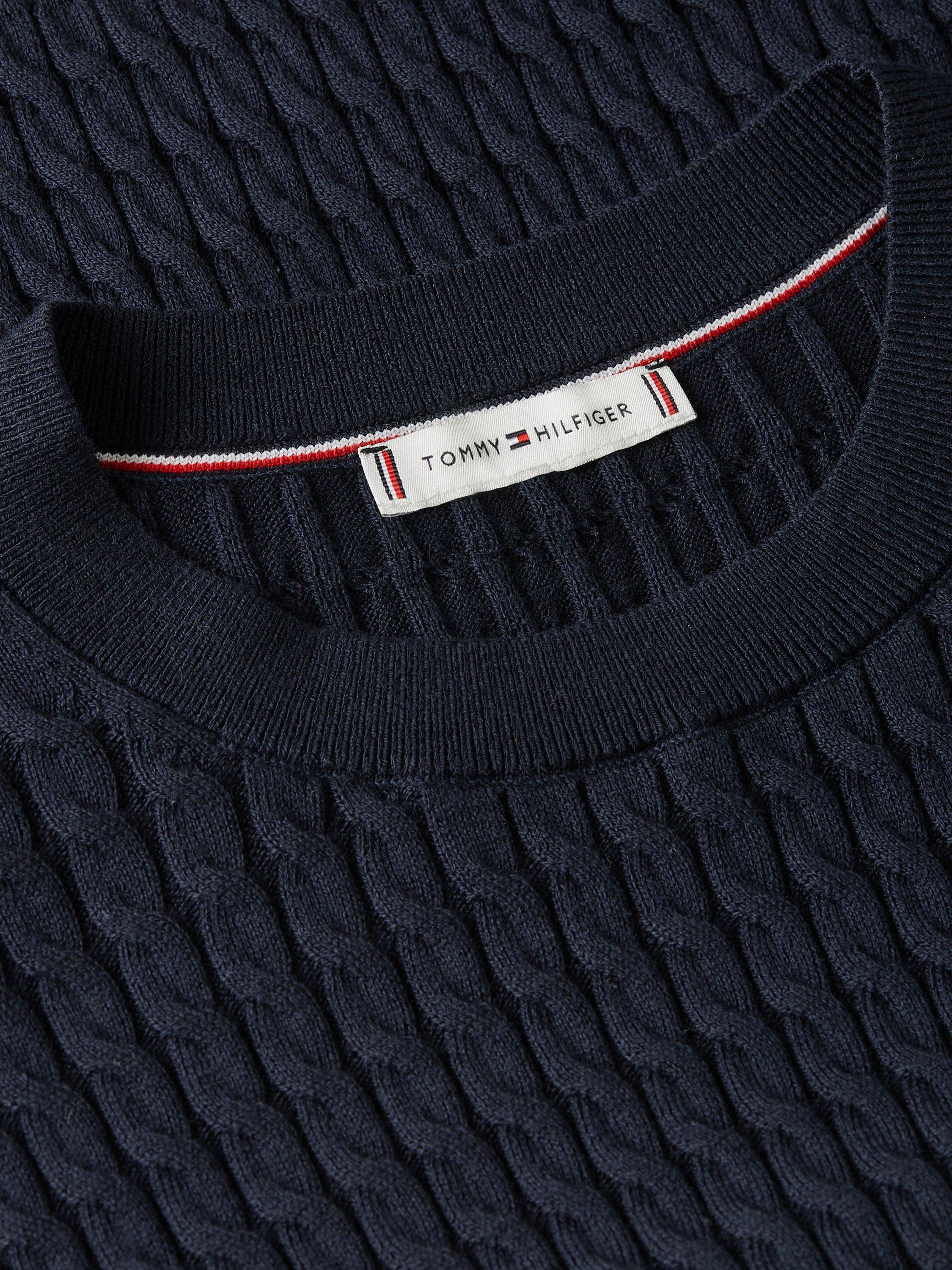 Product image 5 of 6, which shows Tommy Hilfiger Cable Knit Logo Jumper, Dark Night Navy, XS