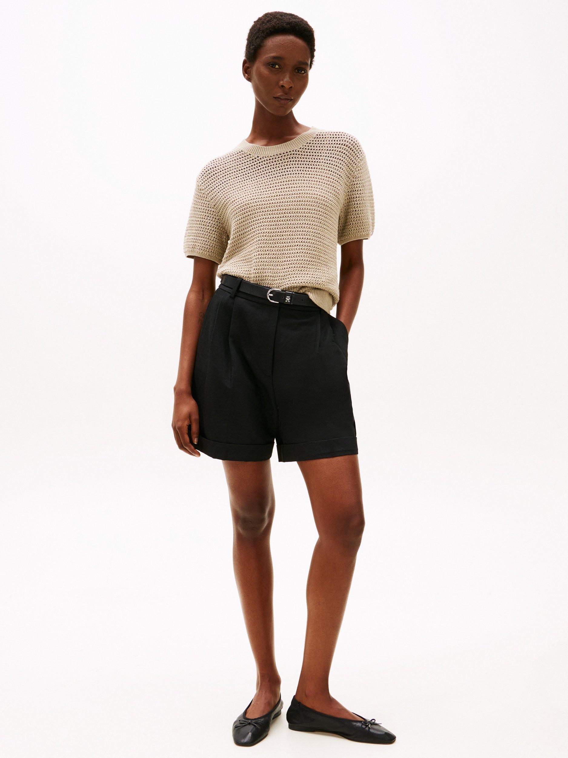 Product image 5 of 6, which shows Tommy Hilfiger Pointelle Crochet Organic Cotton Rich Jumper, Sandalwood, XS