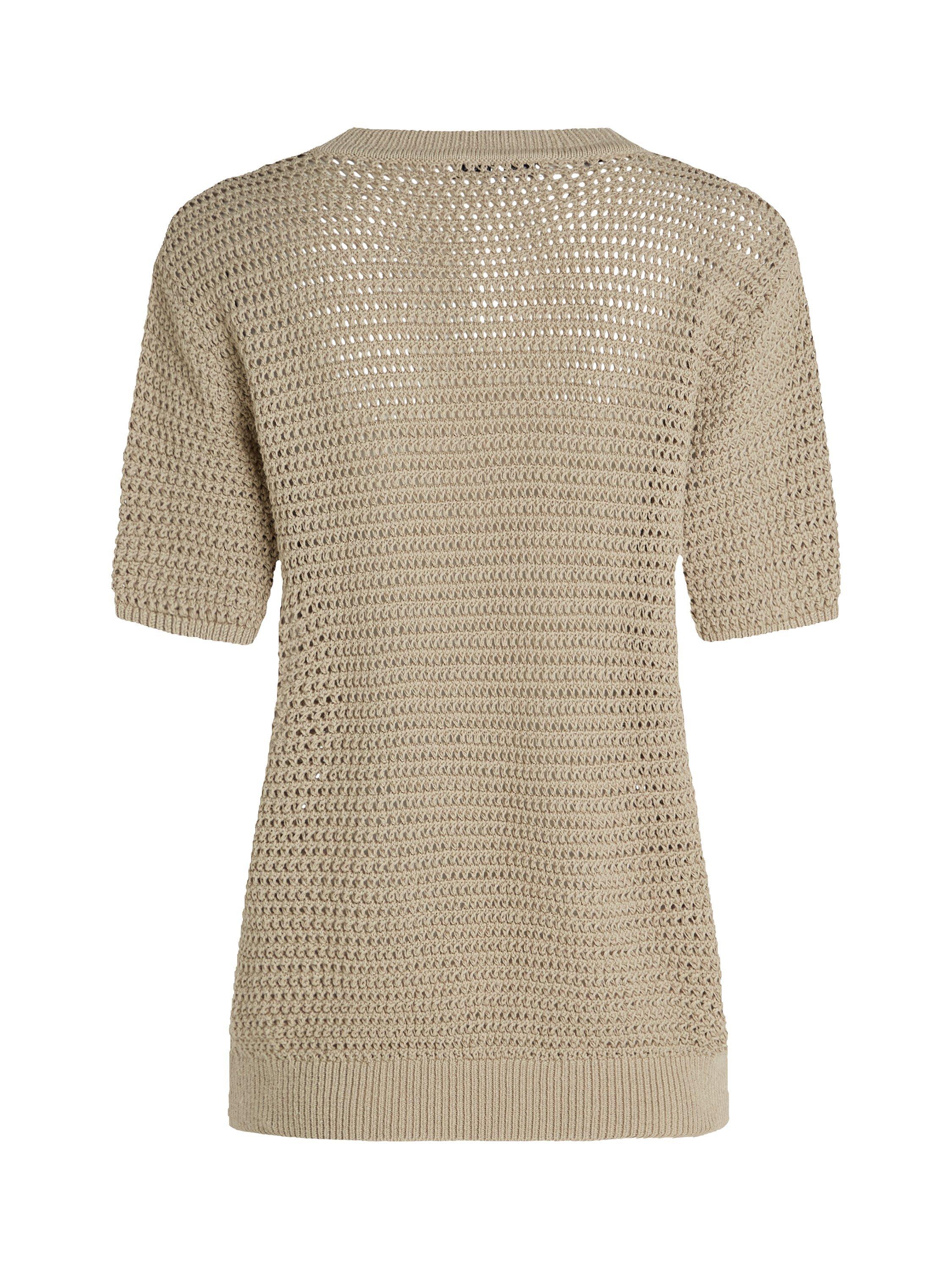 Product image 6 of 6, which shows Tommy Hilfiger Pointelle Crochet Organic Cotton Rich Jumper, Sandalwood, XS