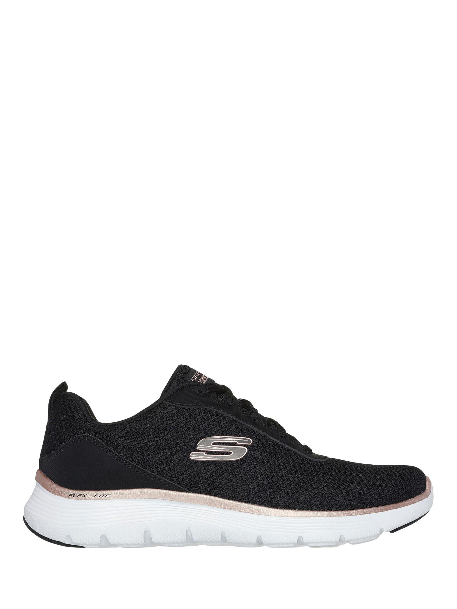 Product image 1 of 4, which shows Skechers Flex Appeal 5.0 Trainers, Black/Rose Gold, 3
