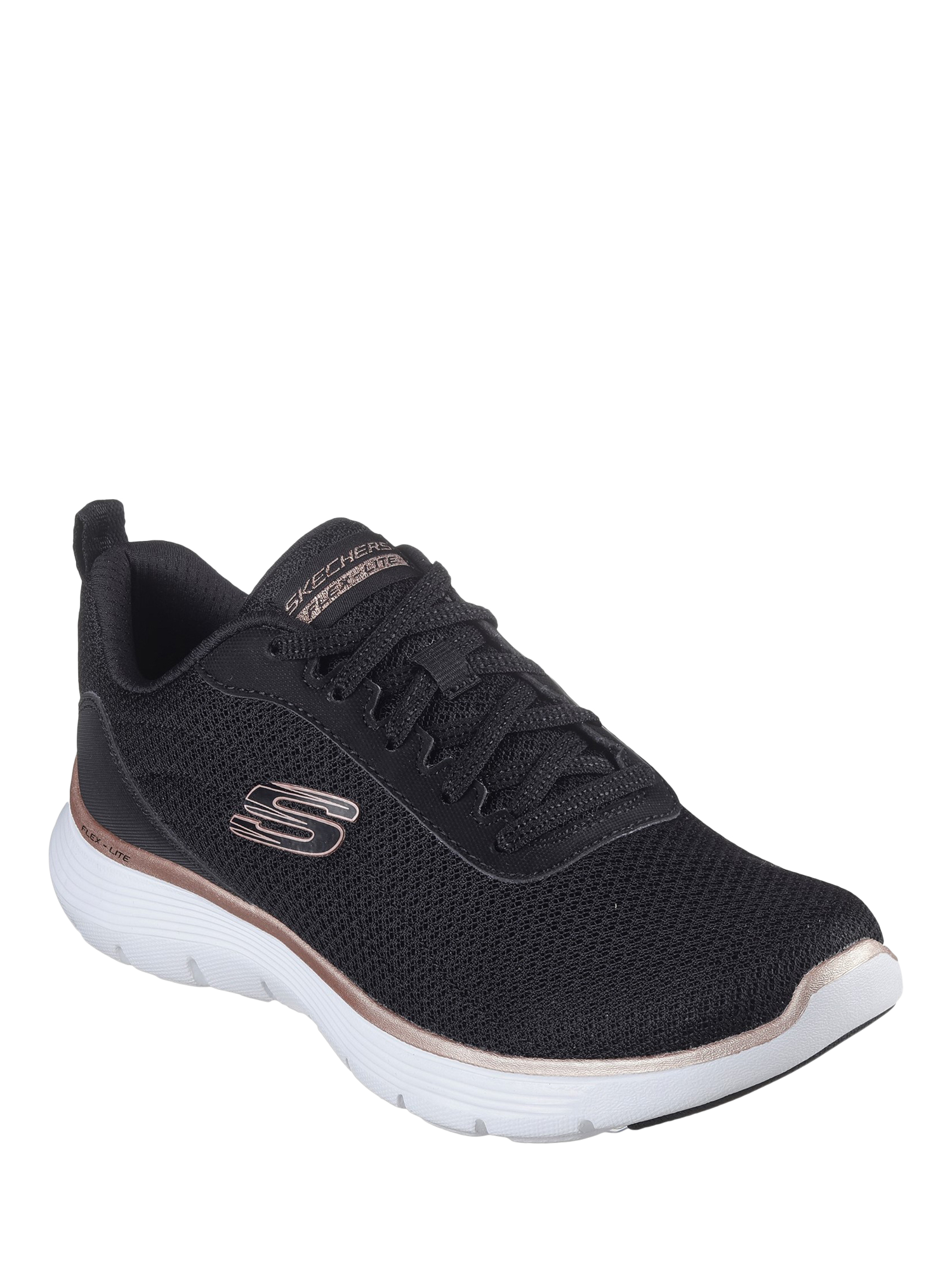 Product image 2 of 4, which shows Skechers Flex Appeal 5.0 Trainers, Black/Rose Gold, 3