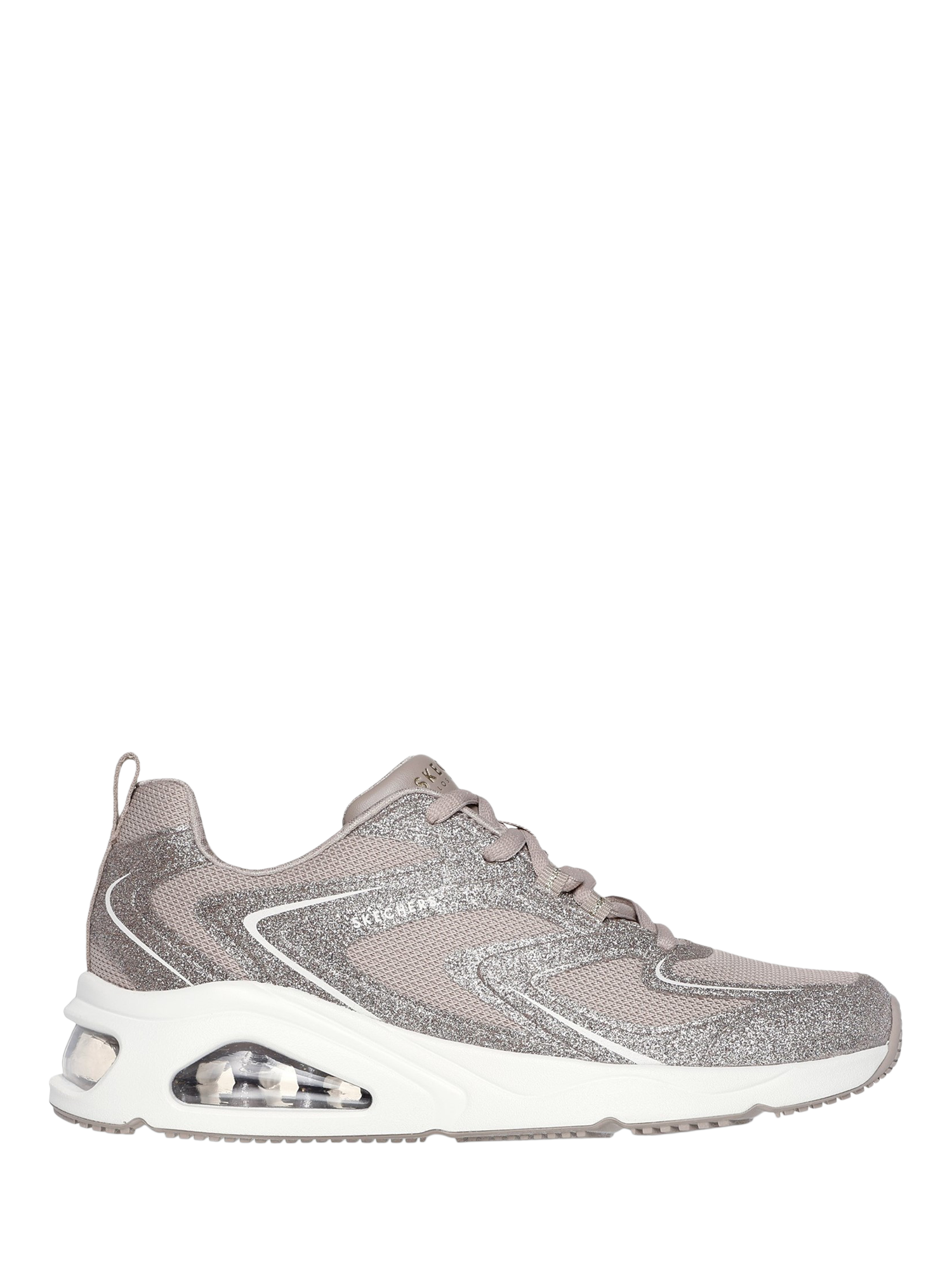 Product image 1 of 4, which shows Skechers Street Tres-Air Uno Glit-Airy Trainers, Taupe, 3