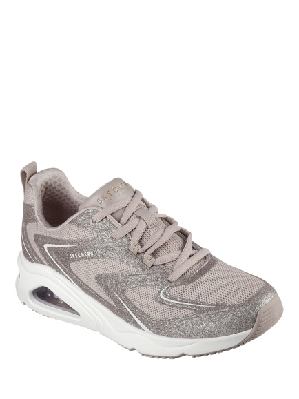 Skechers Street Tres-Air Uno Glit-Airy Trainers, Taupe - view 2, Taupe