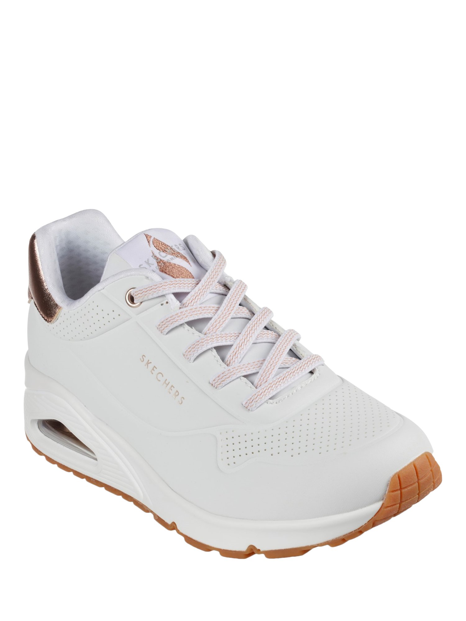 Product image 2 of 4, which shows Skechers Uno Shimmer Away Trainers, White, 3