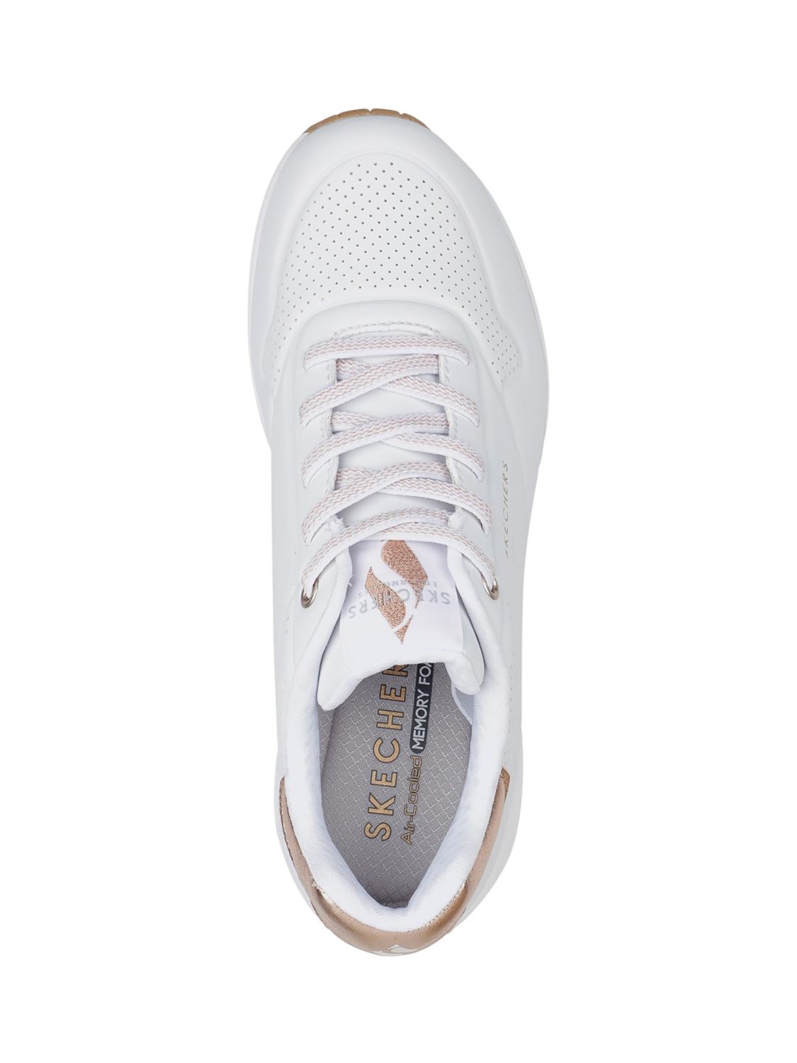 Product image 4 of 4, which shows Skechers Uno Shimmer Away Trainers, White, 3