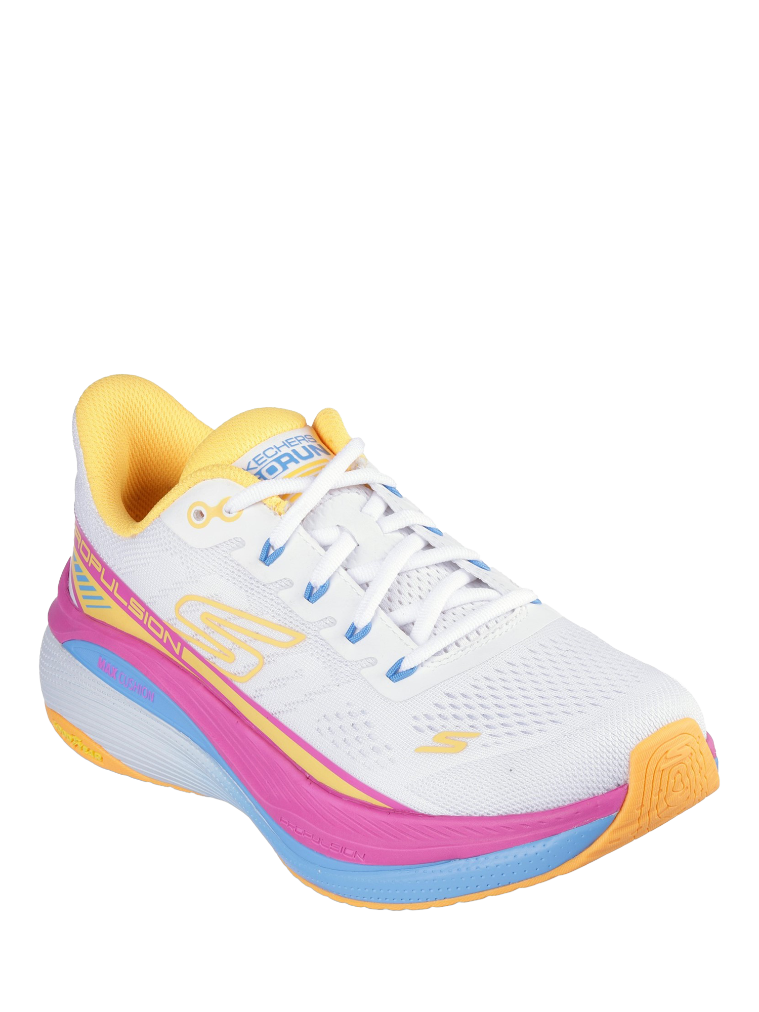 Product image 2 of 4, which shows Skechers Max Cushioning Propulsion Trainers, White/Multi, 3
