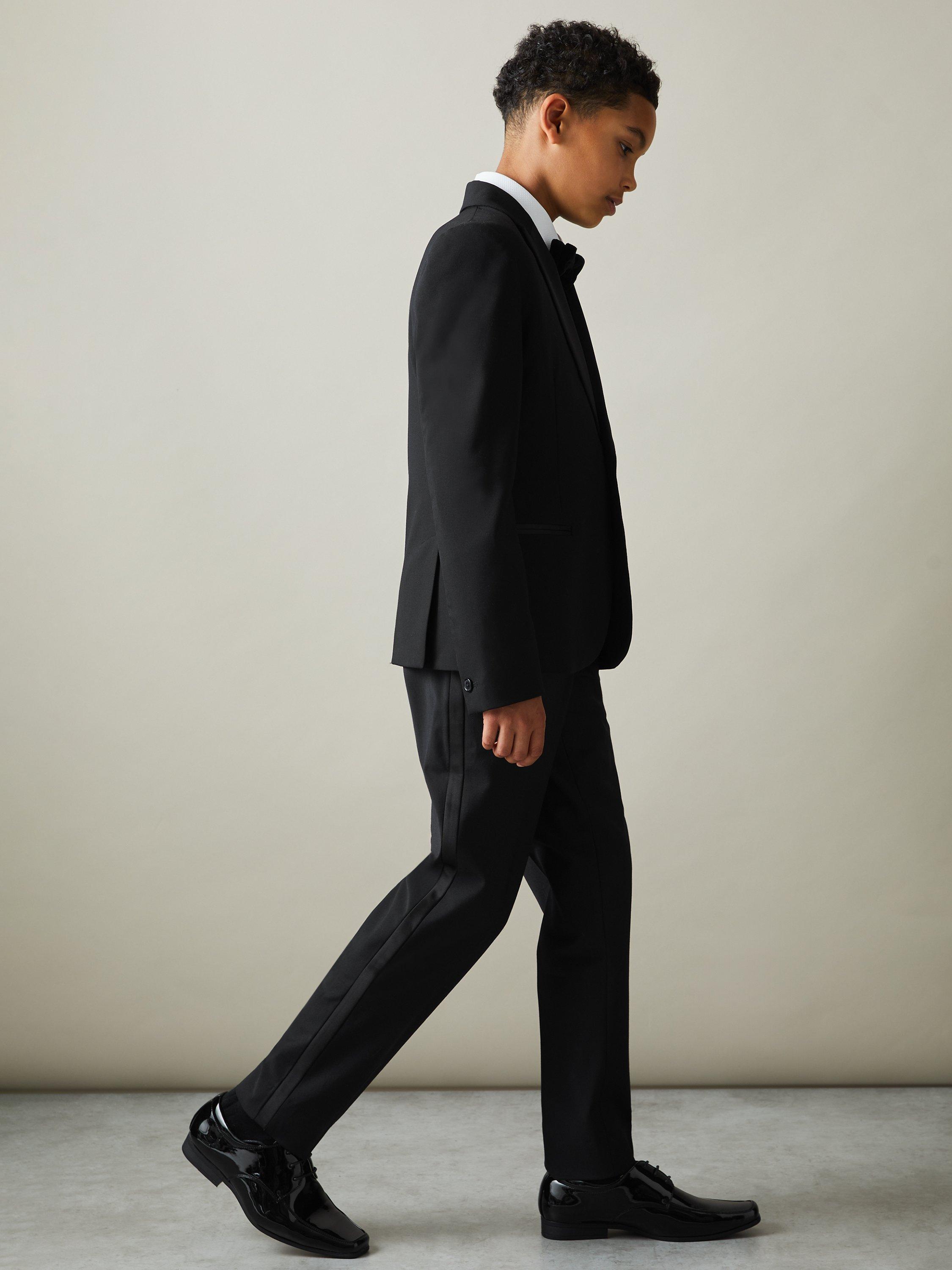 Product image 3 of 5, which shows Reiss Kids' Knightsbridge Wool Blend Single Breasted Blazer, Black, 3-4 years