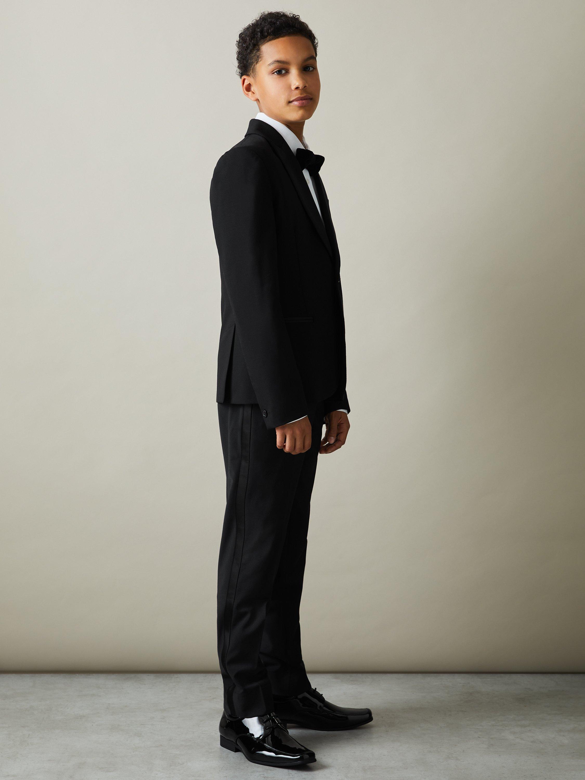 Product image 4 of 5, which shows Reiss Kids' Knightsbridge Wool Blend Single Breasted Blazer, Black, 3-4 years