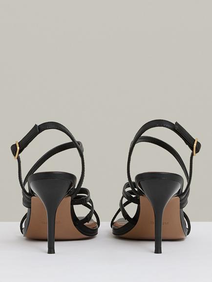 Reiss Elise Leather Strappy Heeled Sandals - view 2, Black