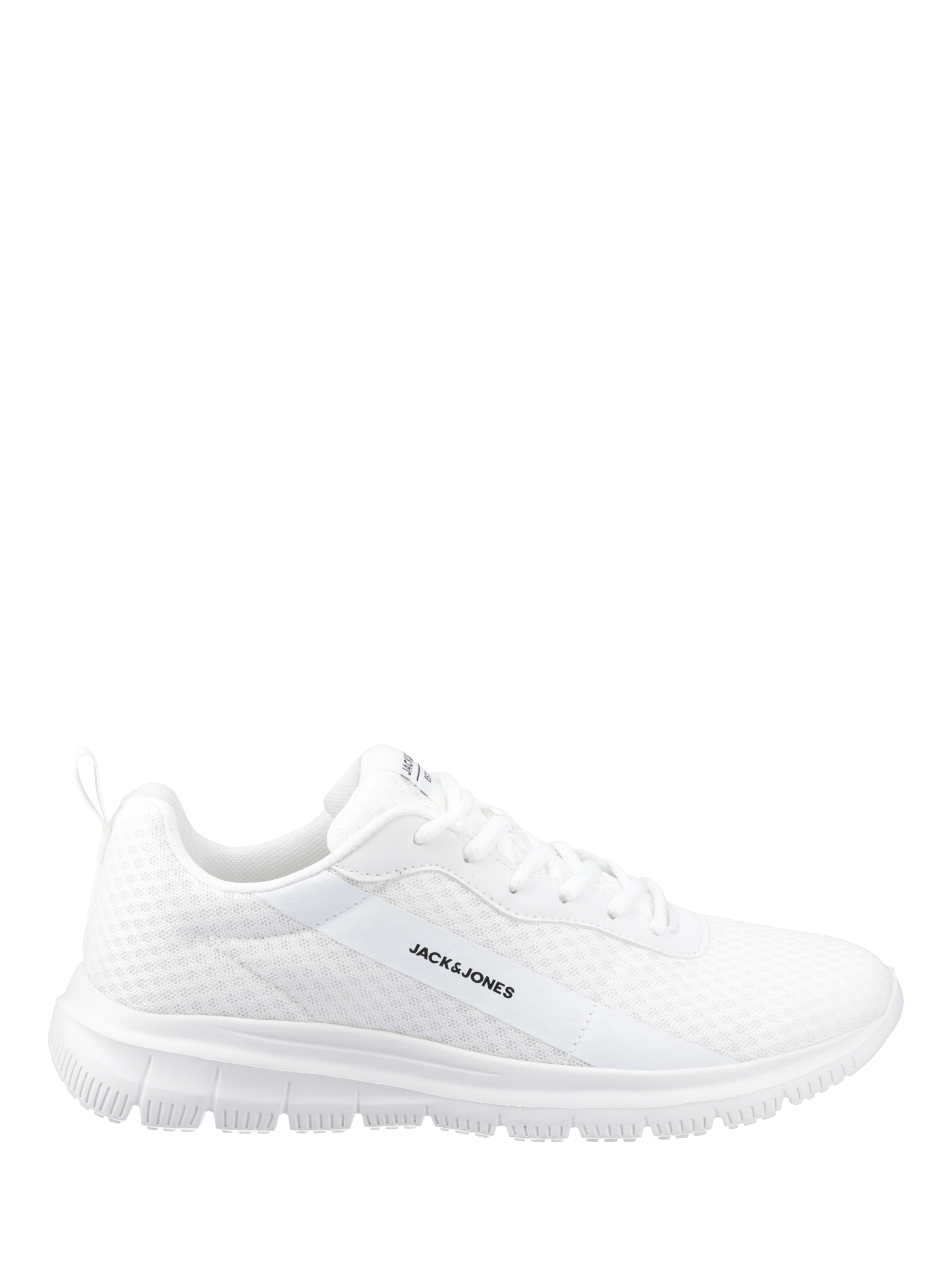 Product image 1 of 5, which shows Jack & Jones Taylor Mesh Lace Up Trainers, Bright White, 7