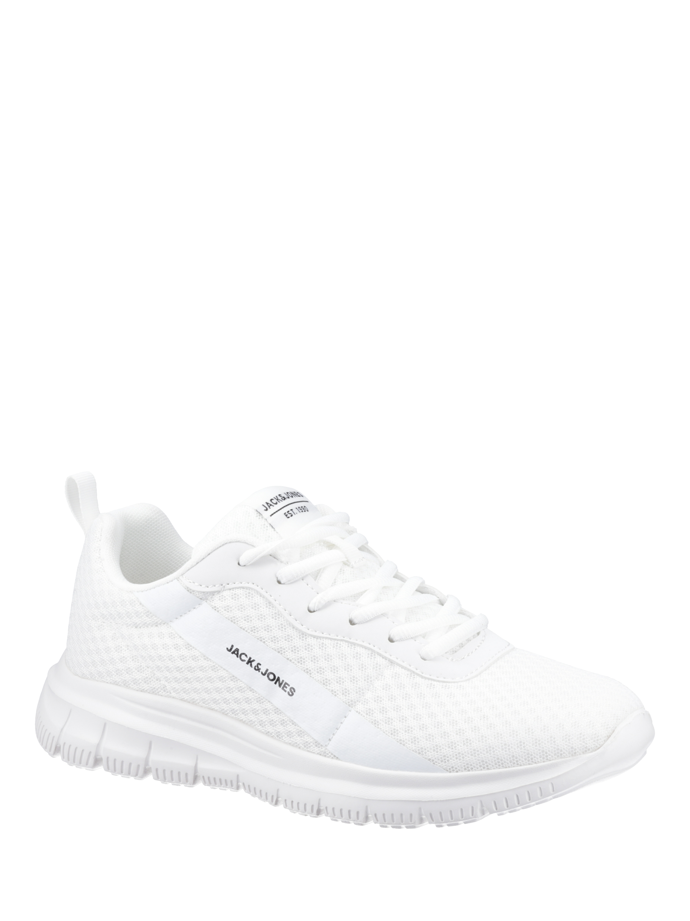 Product image 2 of 5, which shows Jack & Jones Taylor Mesh Lace Up Trainers, Bright White, 7