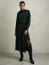 【海外限定】REISSワンピース☆Alina Belted Knit Dress, Navy Buy Reiss Navy Alina Compact-Knit Belted Midi Dress from
