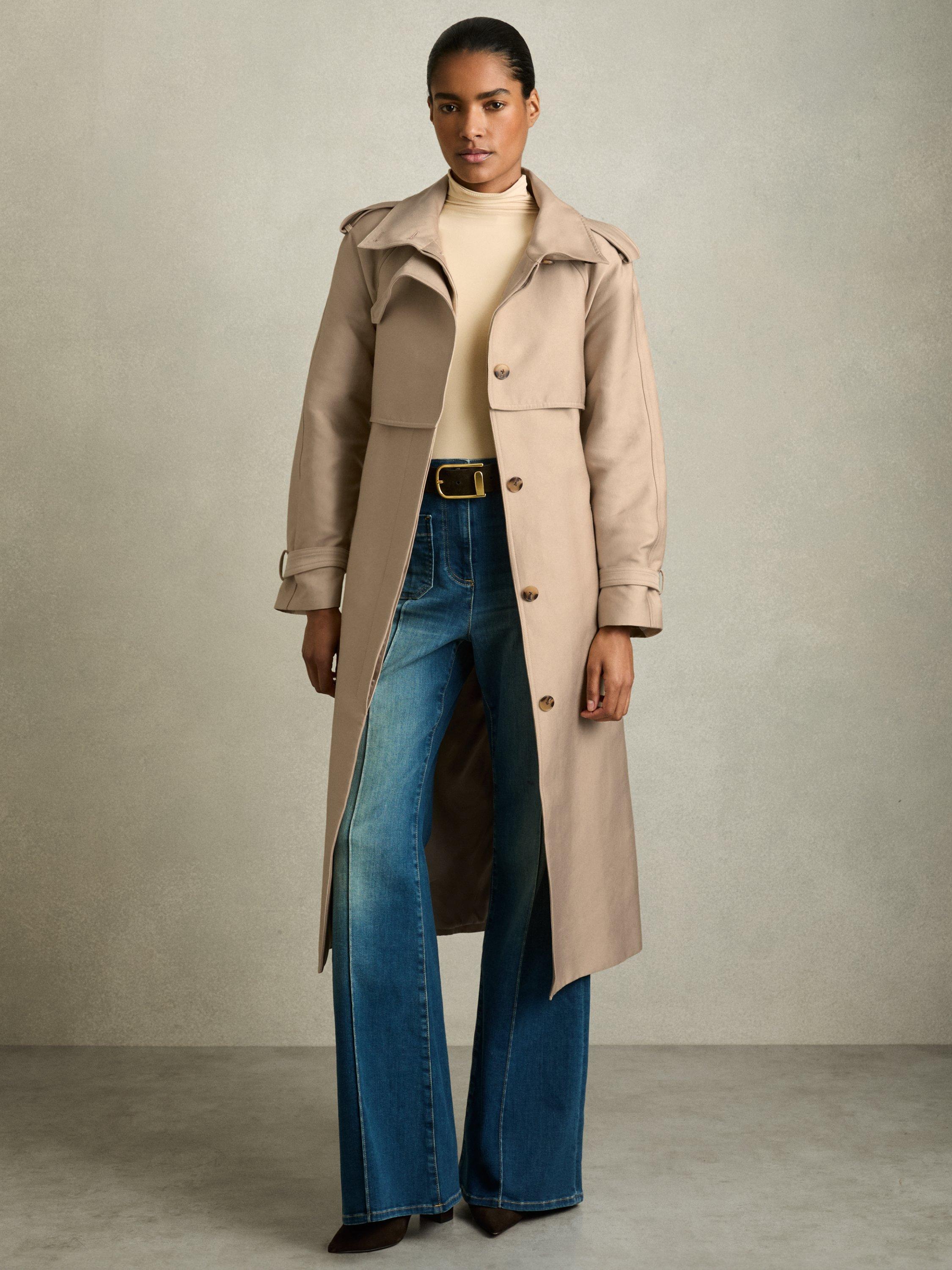 Product image 1 of 5, which shows Reiss August Single Breasted Trench Coat, Neutral, 6