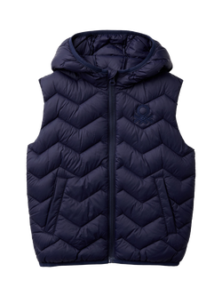 Benetton Kids' Hooded Padded Gilet, Night Blue, Night Blue
