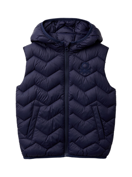 Benetton Kids' Hooded Padded Gilet, Night Blue, Night Blue
