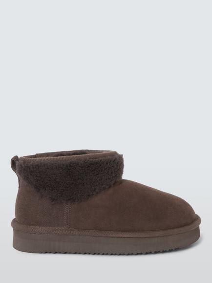 John Lewis Flatform Sheepskin Slipper Boots, Chocolate, Chocolate