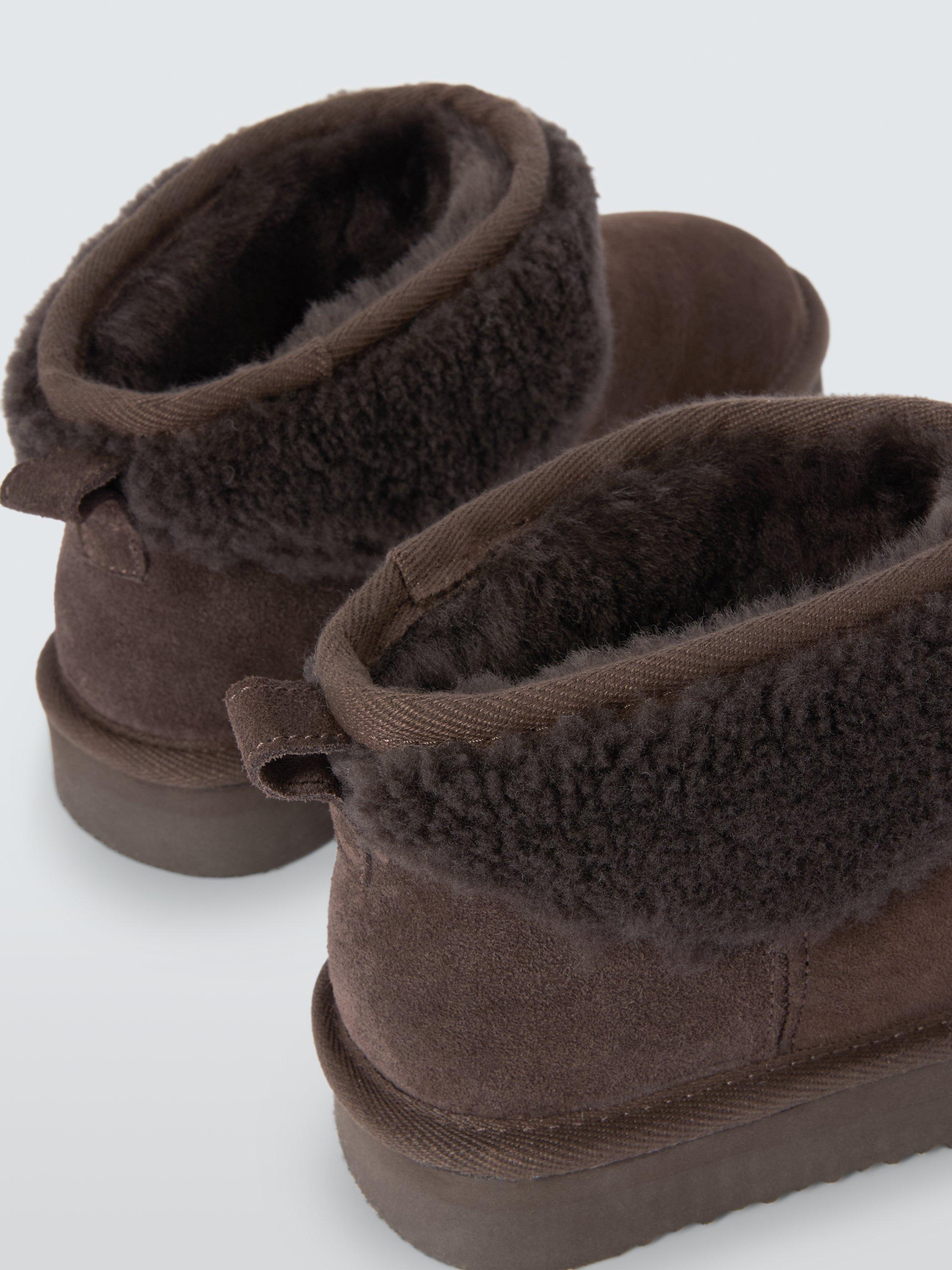 Product image 4 of 5, which shows John Lewis Flatform Sheepskin Slipper Boots, Chocolate, 3