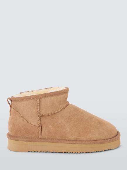 John Lewis Flatform Sheepskin Slipper Boots, Chestnut, Chestnut