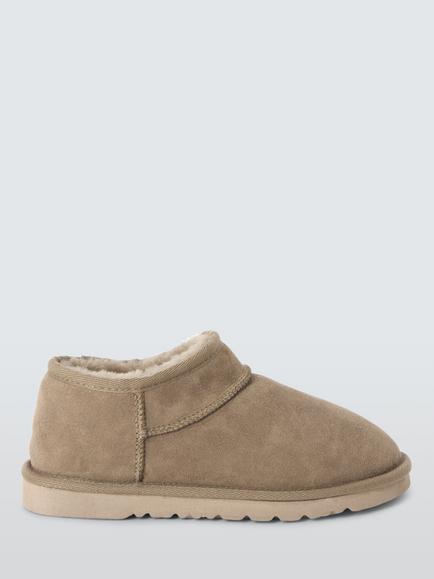 John Lewis Sheepskin Cropped Slipper Boots, Grey, Grey