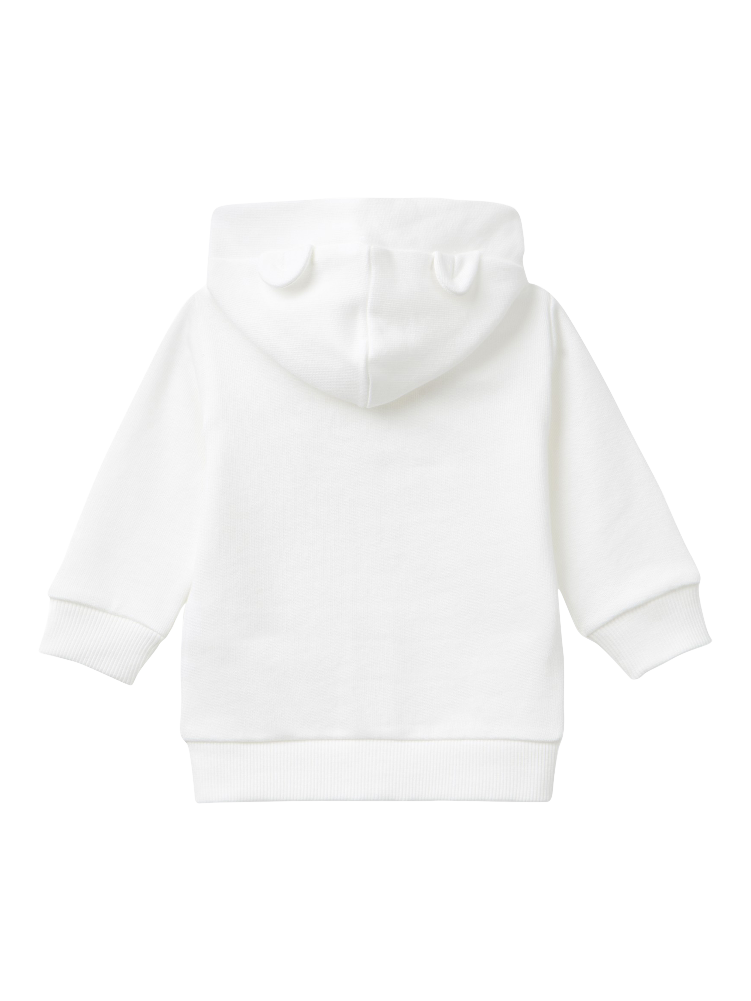 Product image 2 of 3, which shows Benetton Baby 3D Ears Hooded Zipped Sweatshirt, Offwhite, 1-3 months