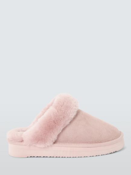John Lewis Sheepskin Flatform Mule Slippers, Pink