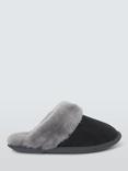 John Lewis Sheepskin Mule Slippers, Black/Grey