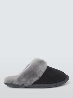 John Lewis Sheepskin Mule Slippers, Black/Grey, Black/Grey