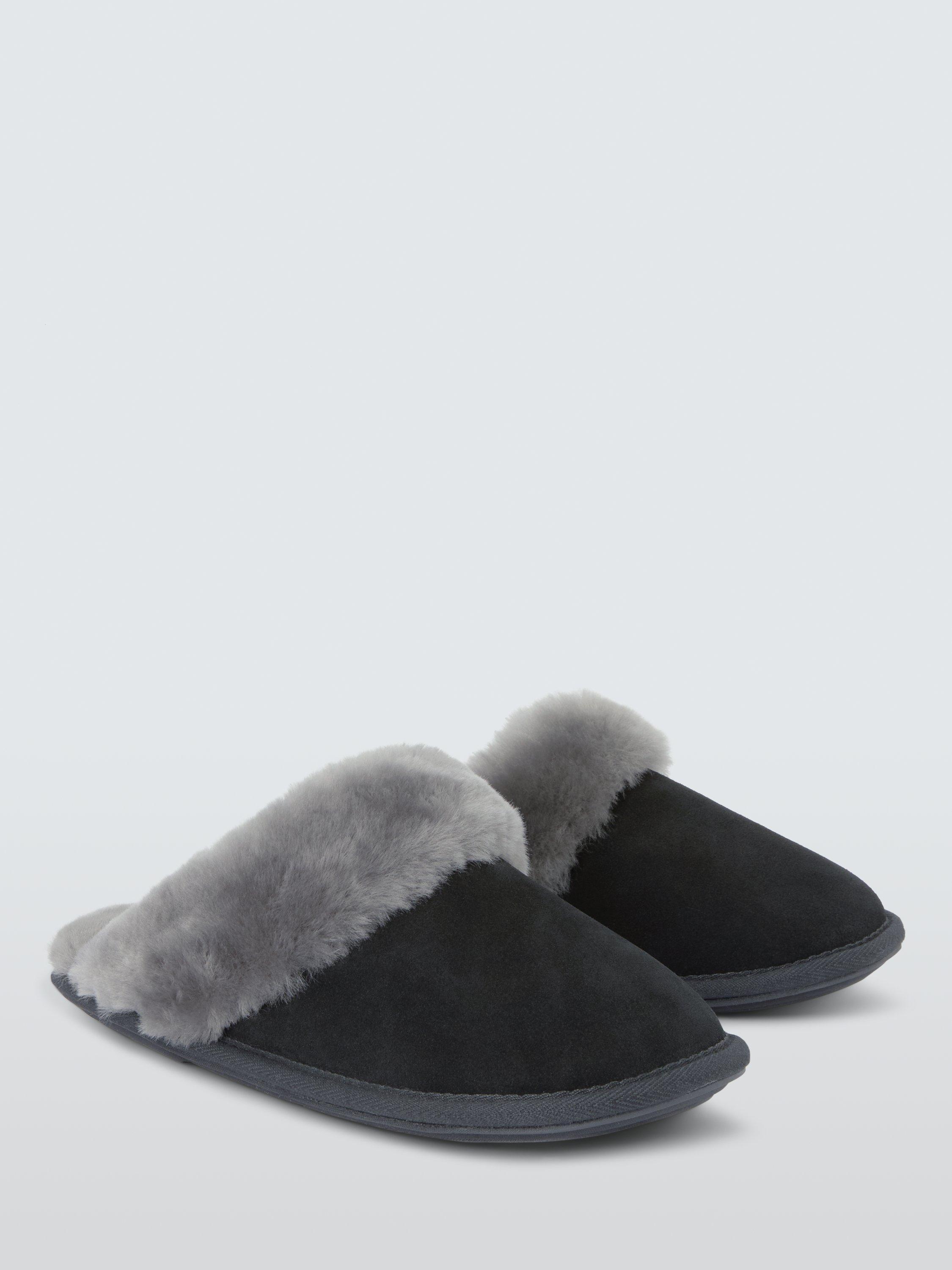 Product image 3 of 5, which shows John Lewis Sheepskin Mule Slippers, Black/Grey, 3