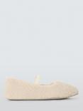 John Lewis Borg Mary-Jane Square Toe Ballerina Slippers, Cream