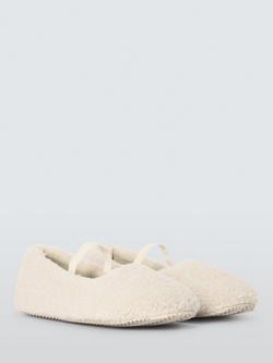 John Lewis Borg Mary-Jane Square Toe Ballerina Slippers, Cream - view 2, Cream