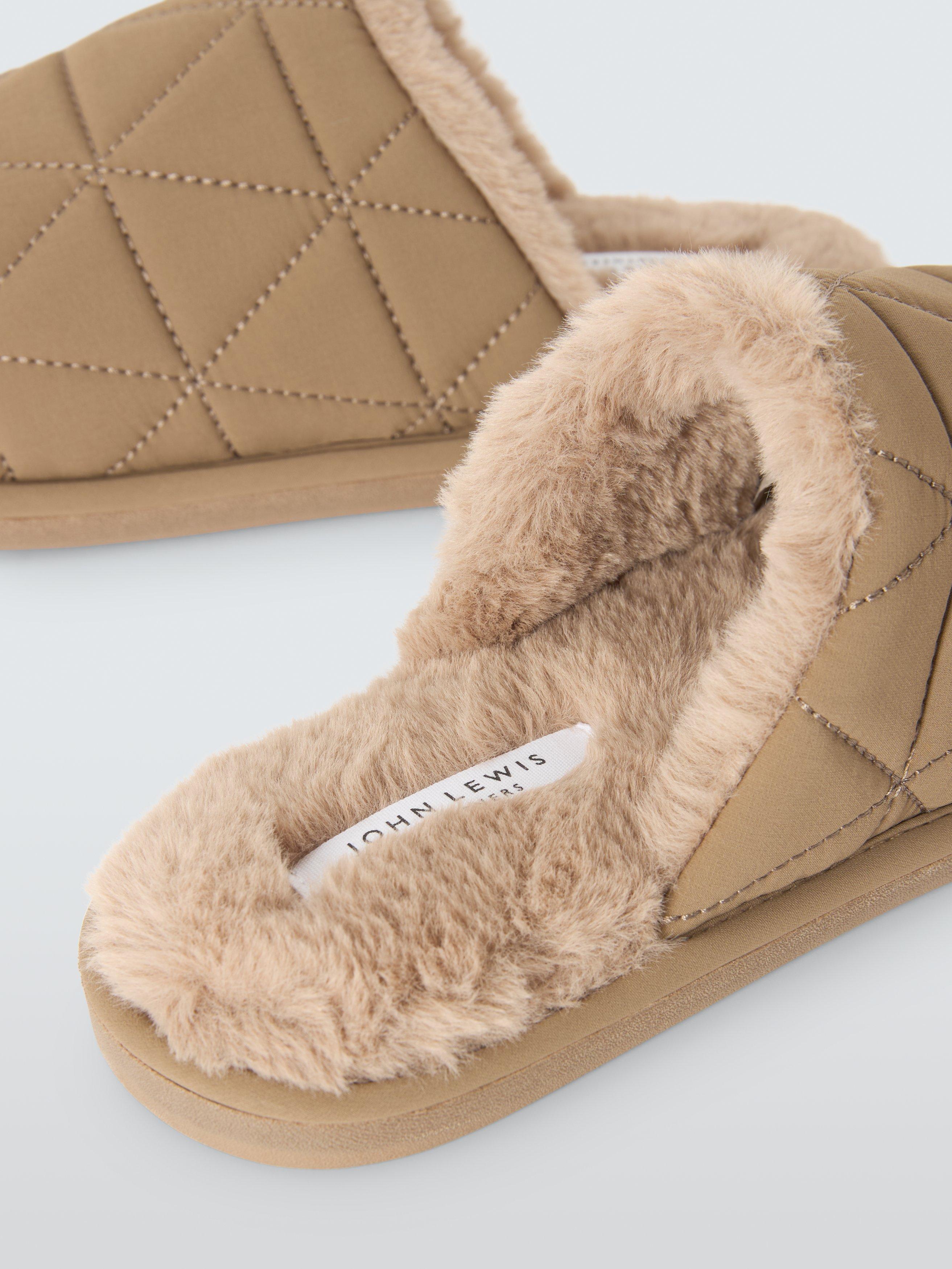Product image 3 of 4, which shows John Lewis Triangle Quilted Mule Slippers, Taupe, 3