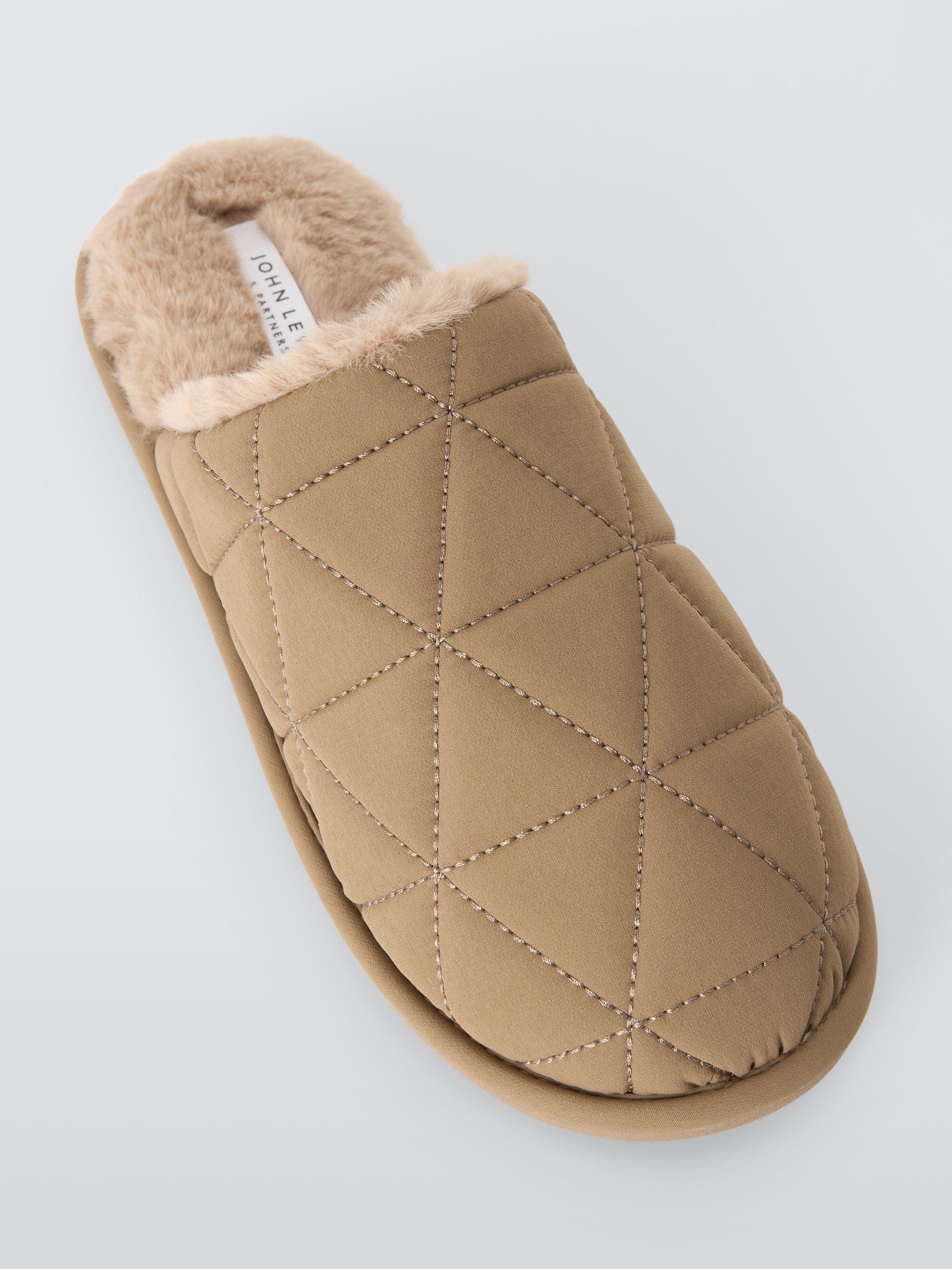 Product image 4 of 4, which shows John Lewis Triangle Quilted Mule Slippers, Taupe, 3