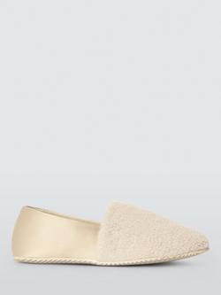 John Lewis Borg Square Toe House Slippers, Beige, Beige