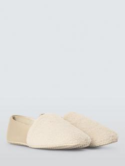 John Lewis Borg Square Toe House Slippers, Beige - view 2, Beige