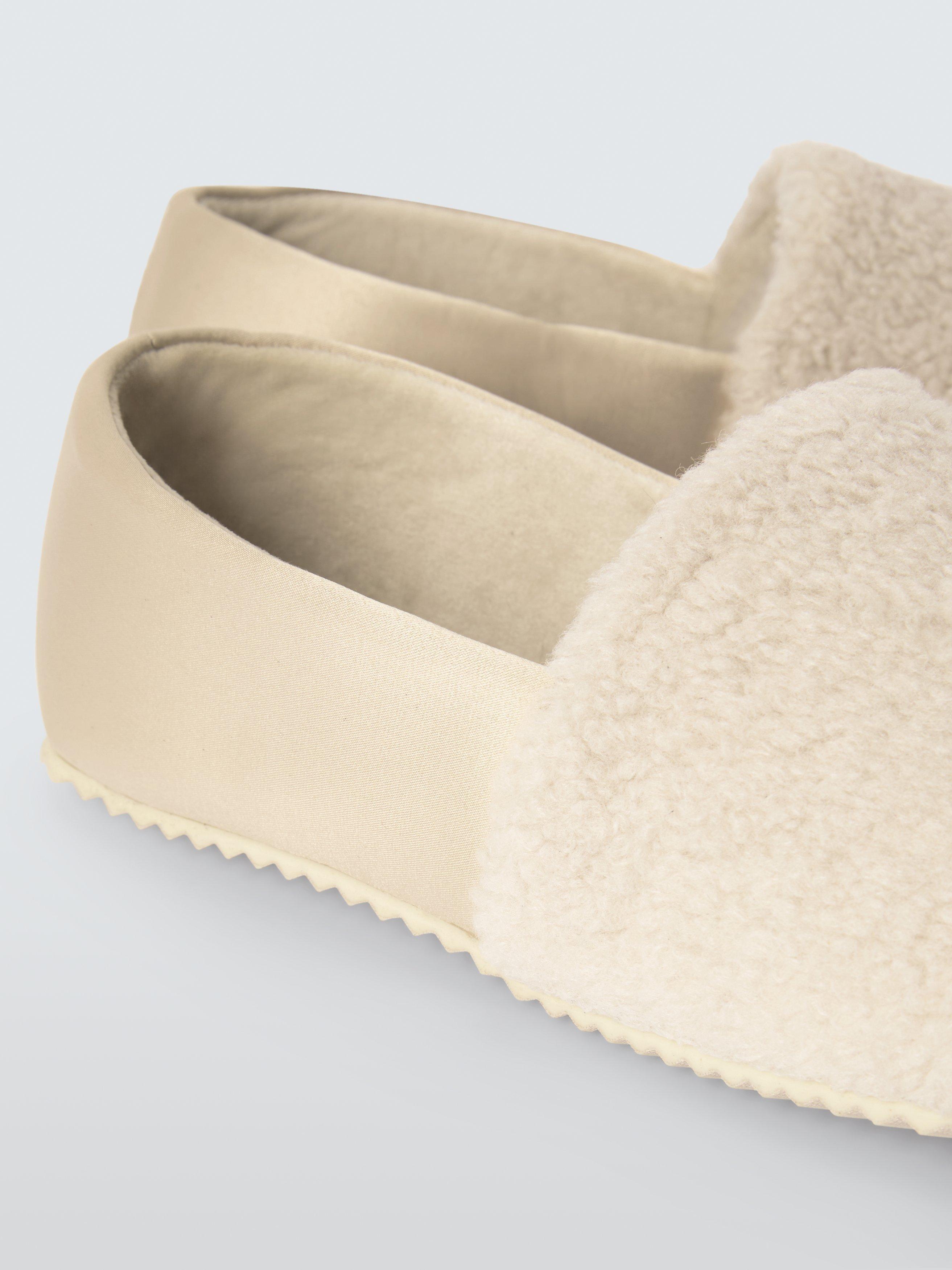 Product image 3 of 4, which shows John Lewis Borg Square Toe House Slippers, Beige, 3