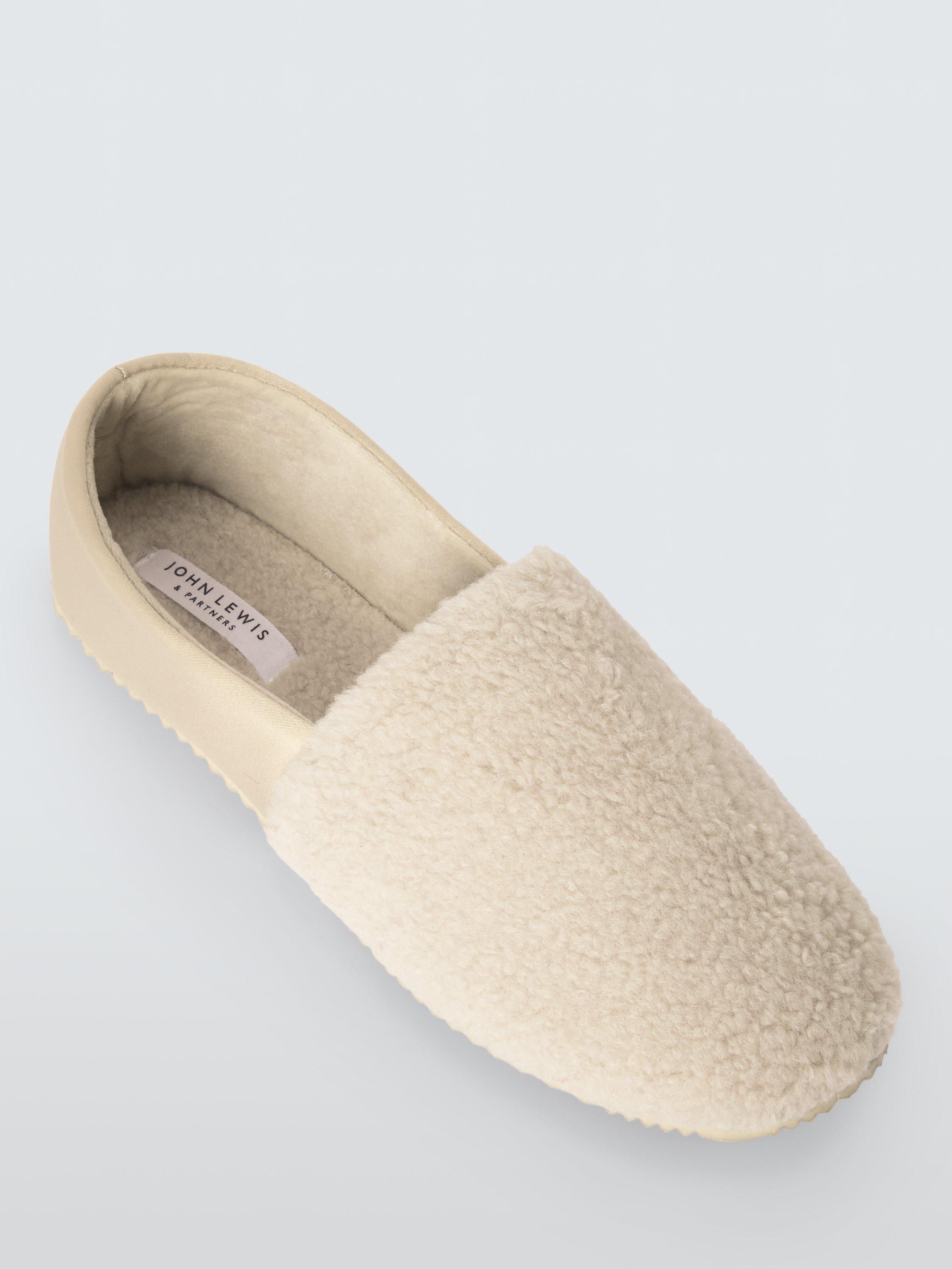 Product image 4 of 4, which shows John Lewis Borg Square Toe House Slippers, Beige, 3