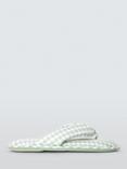 John Lewis Puffy Gingham Toe Post Slippers, Green/White