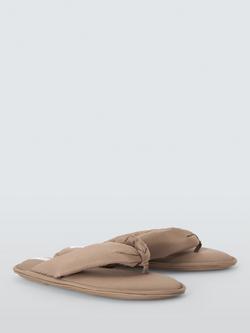 John Lewis Puffy Toe Post Slippers, Taupe - view 2, Taupe