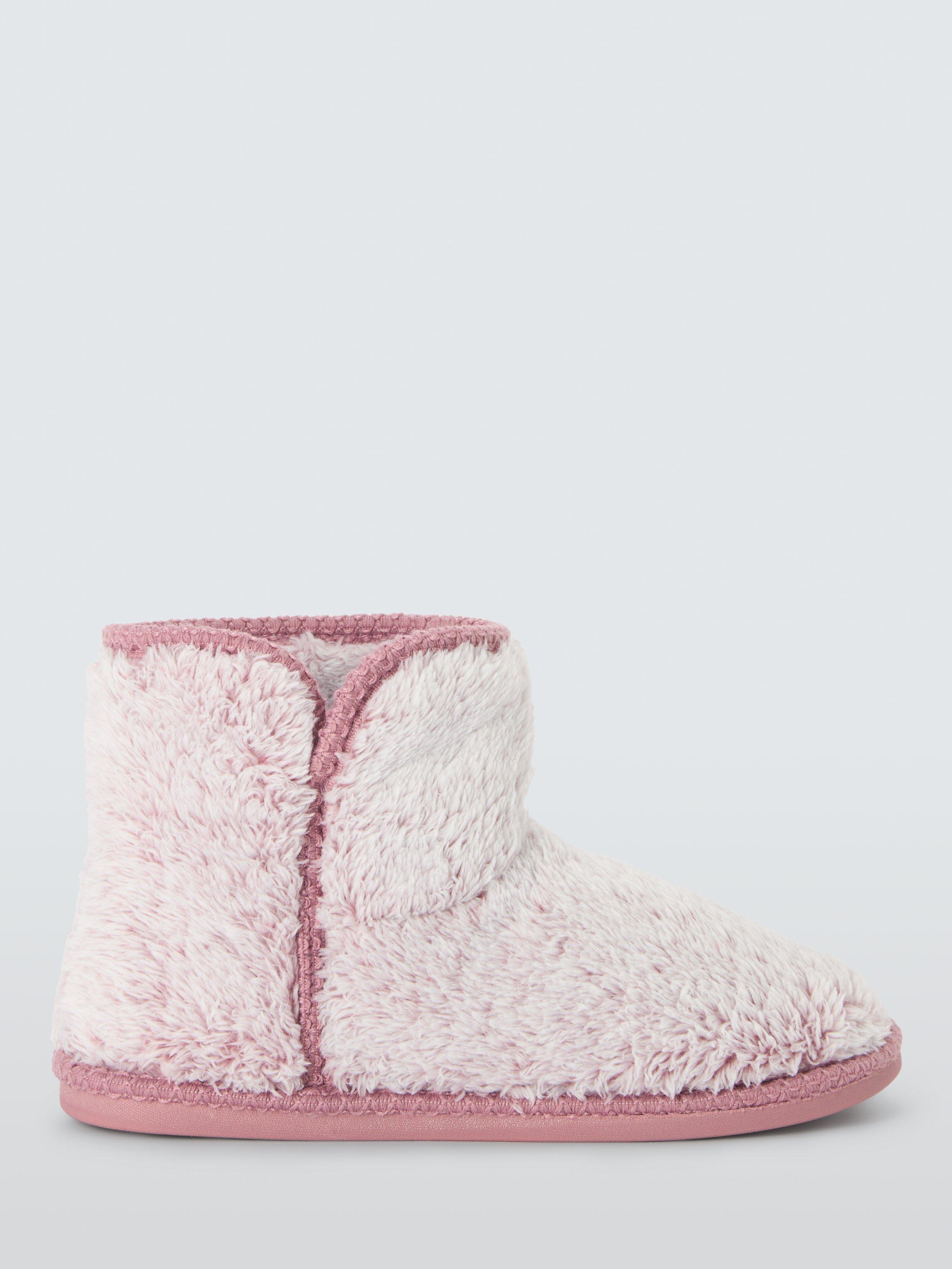 Product image 1 of 5, which shows John Lewis High Pile Fleece Slipper Boots, Pink, M