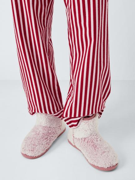 John Lewis High Pile Fleece Slipper Boots - view 2, Pink