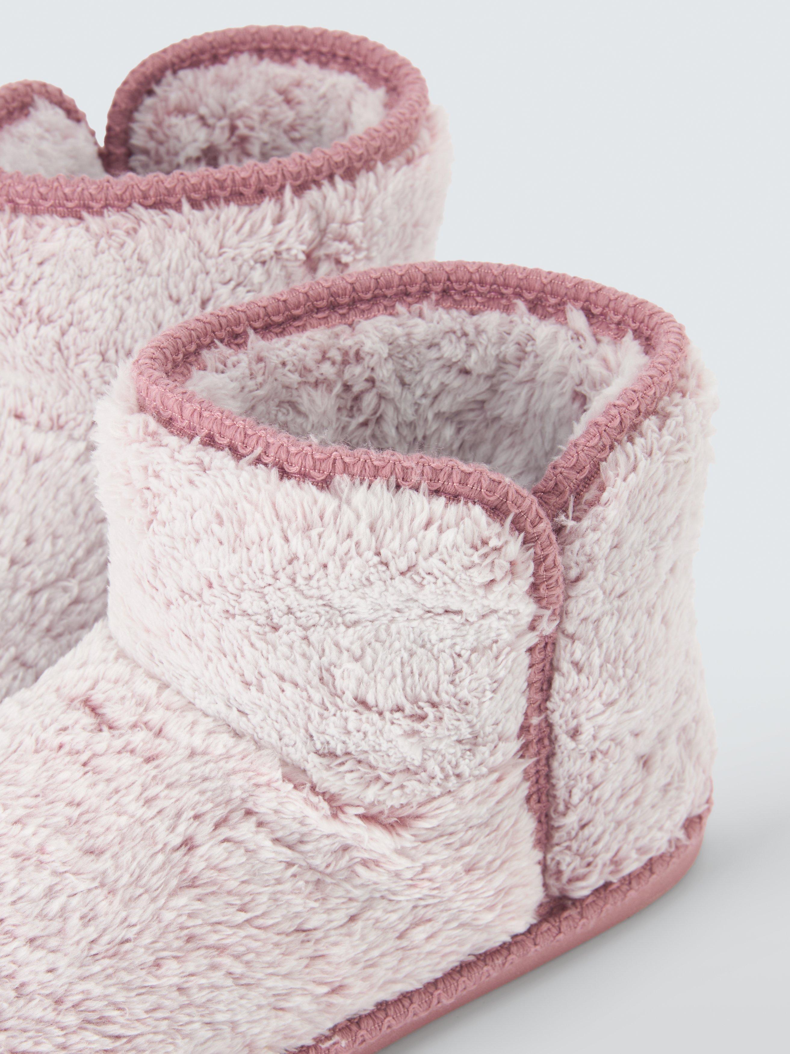 Product image 4 of 5, which shows John Lewis High Pile Fleece Slipper Boots, Pink, M