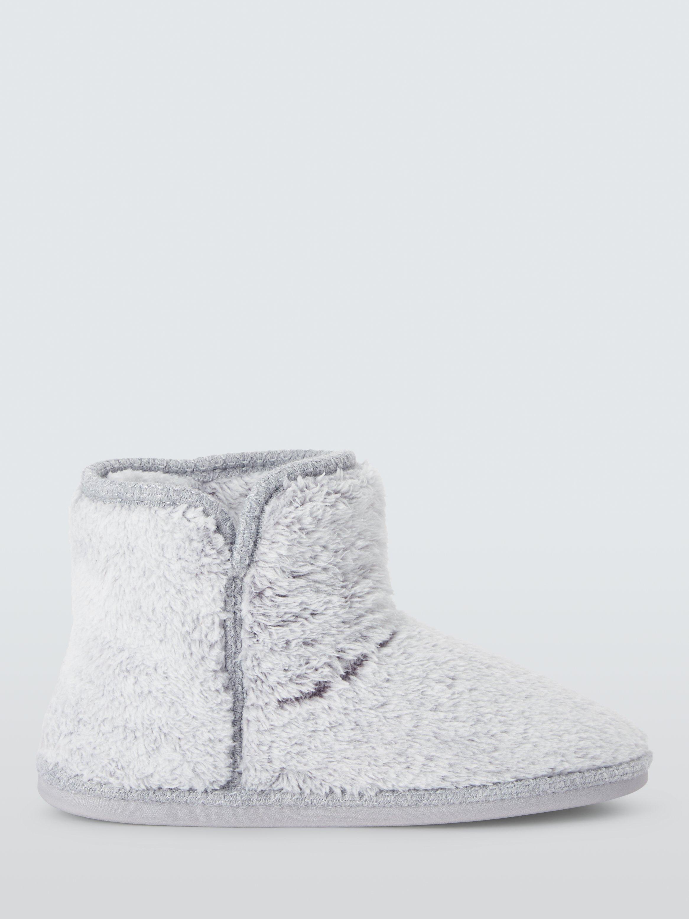 Product image 1 of 5, which shows John Lewis High Pile Fleece Slipper Boots, Grey, S