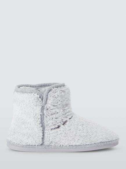 John Lewis High Pile Fleece Slipper Boots, Grey