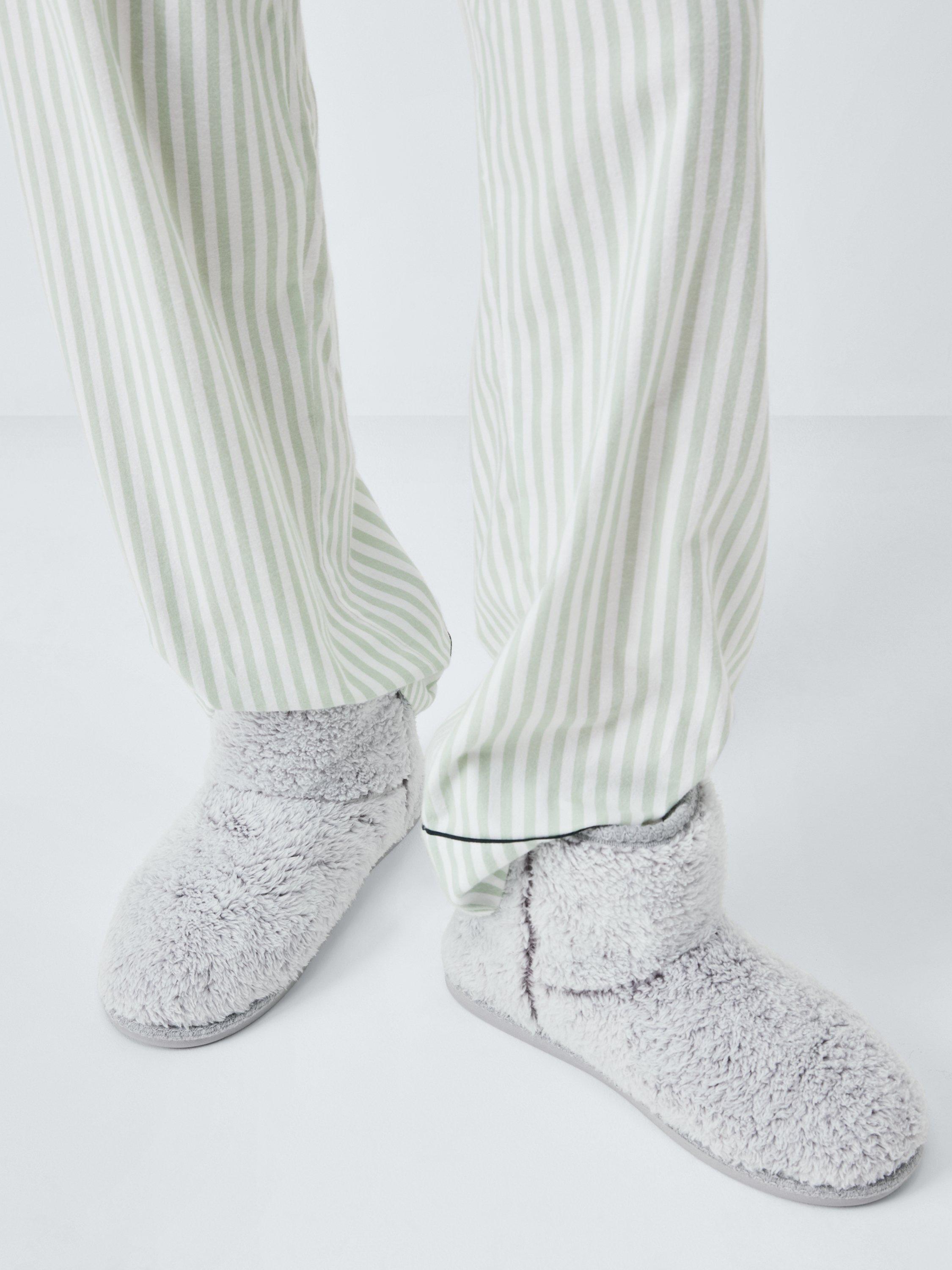 Product image 2 of 5, which shows John Lewis High Pile Fleece Slipper Boots, Grey, S