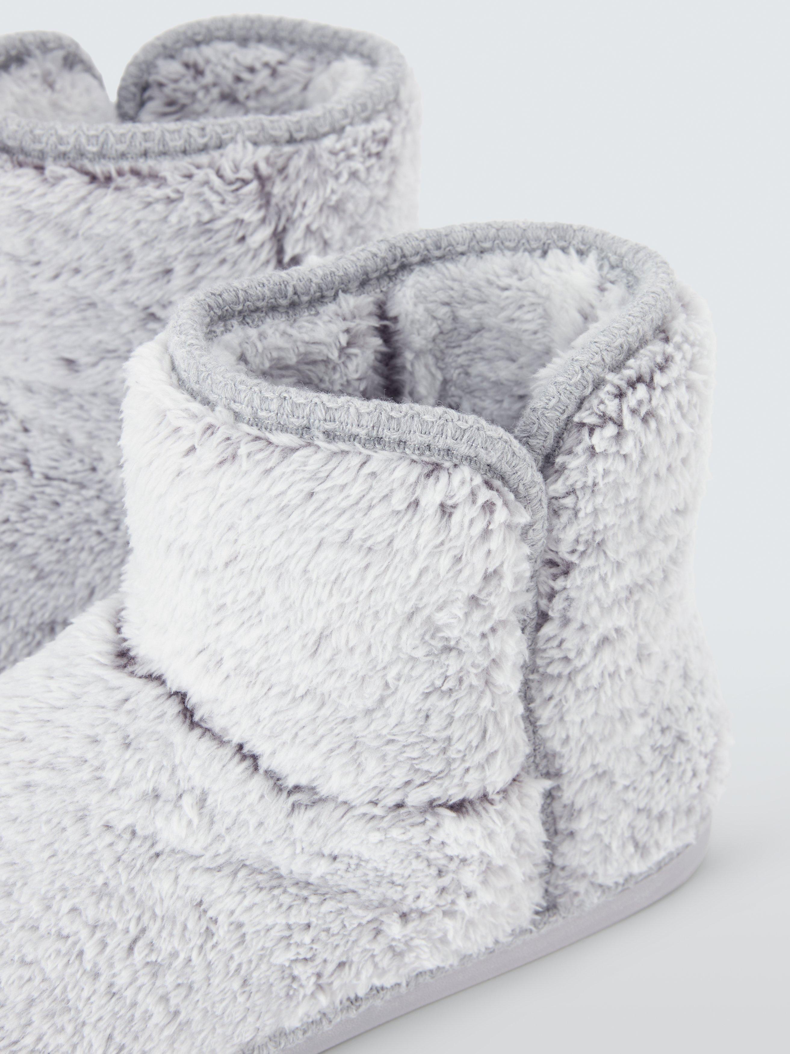 Product image 4 of 5, which shows John Lewis High Pile Fleece Slipper Boots, Grey, S